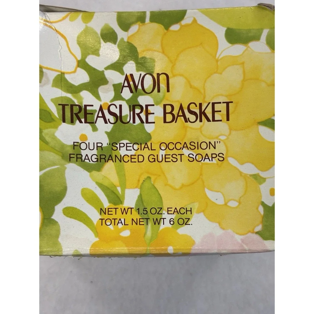 Vintage 1970's Avon Treasure Basket Silver Tone 4 Special‎ Occasion Guest Soaps